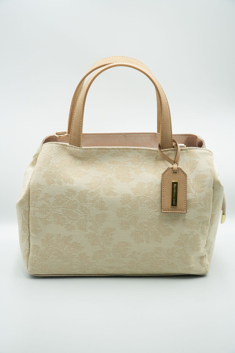 Krém jacquard shopper